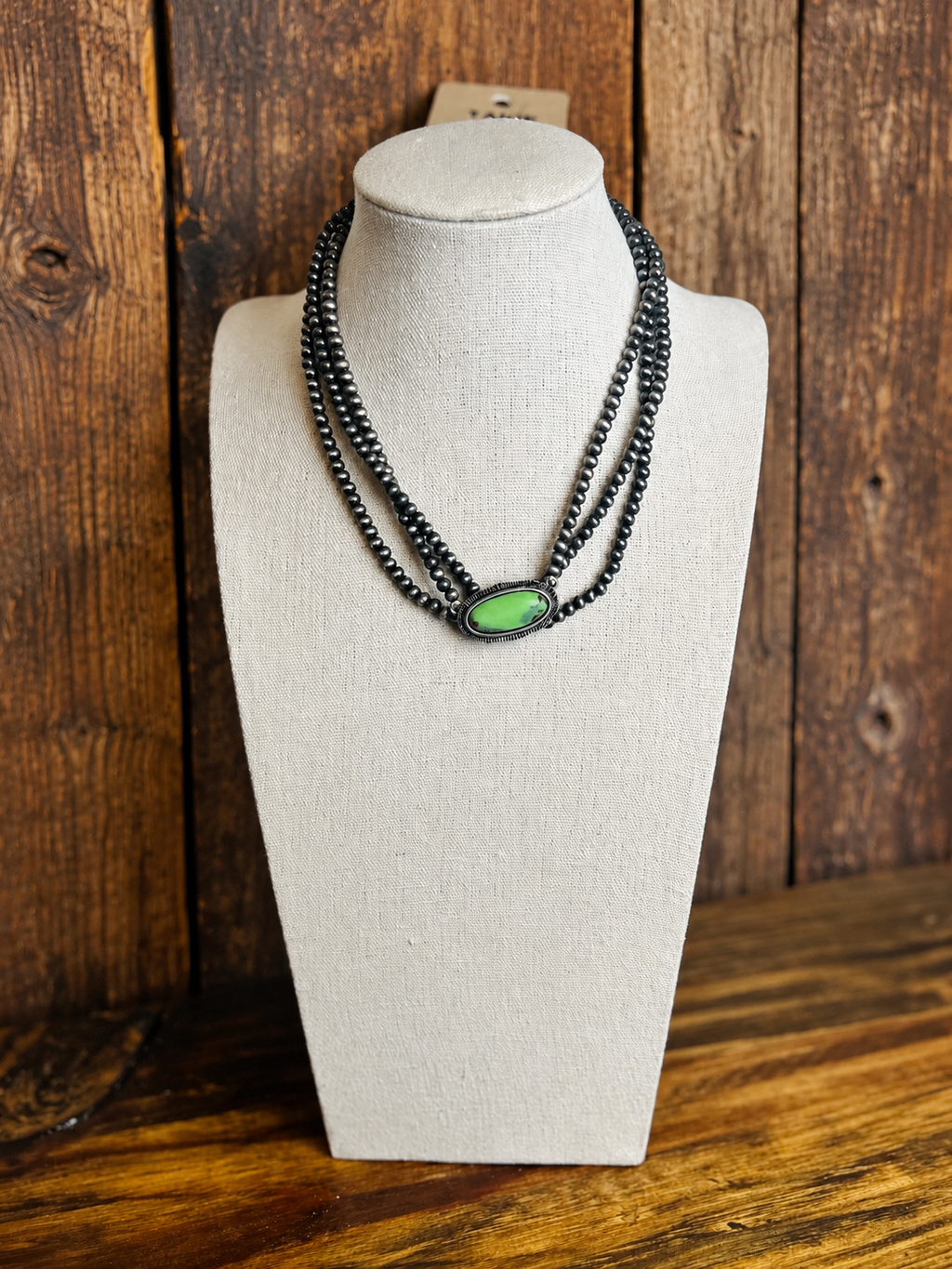 Oval Stone Pendant Beads Layered Choker Necklace