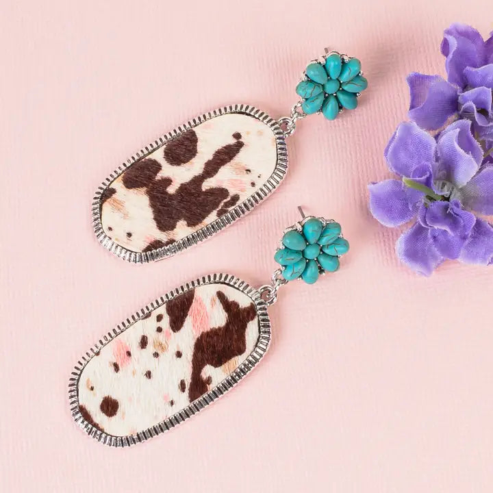 Turquoise Trouble Cowhide Earring