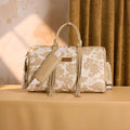 Wrangler Cow Print Fringe Weekender Bag- Cream