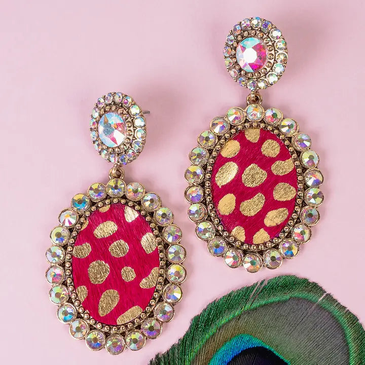 Pink Dalmatian Rhinestone Earring