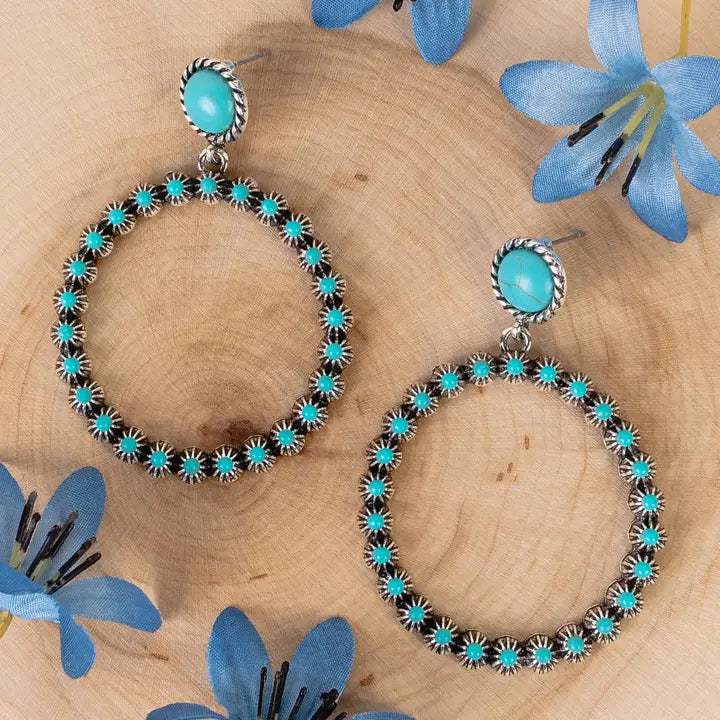 Turquoise Rodeo Halo Hoops