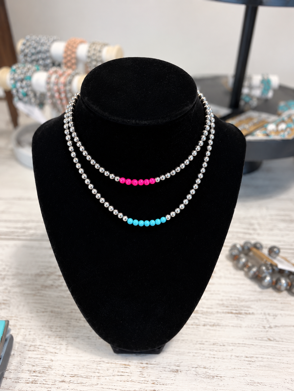 4mm Navajo Style Pearl Choker Necklace
