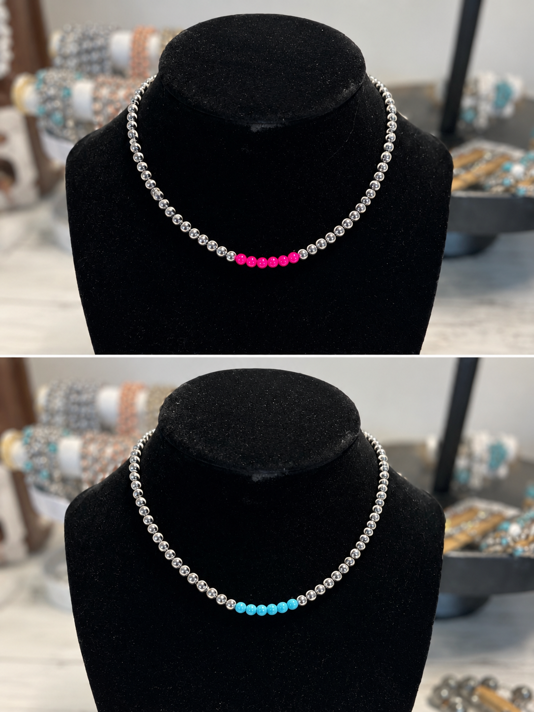 4mm Navajo Style Pearl Choker Necklace