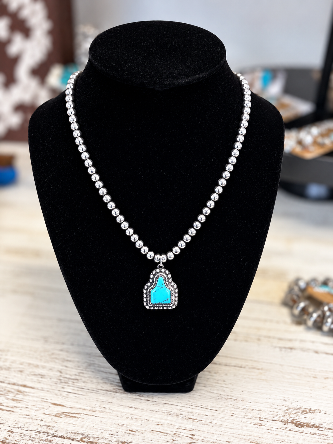 Western Ear Tag Stone Necklace