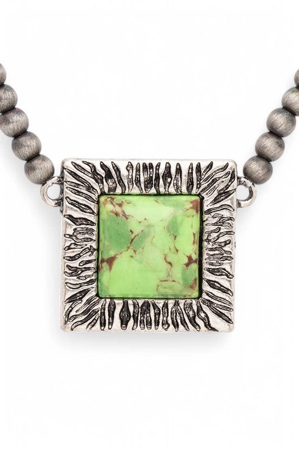 Lime Light Square  Stone Necklace