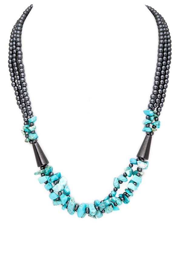 Turquoise Trail Hematite Necklace