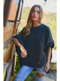 Studded & Washed High Low Tee