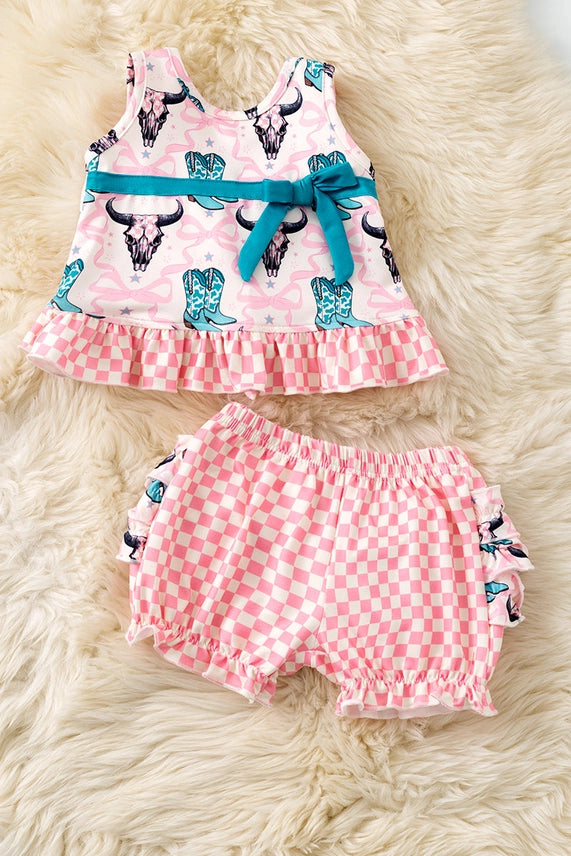 Bull Skull & Western Boot Set