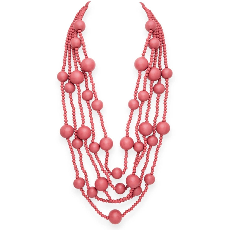 Burgundy Rodeo Layered Bead Necklace