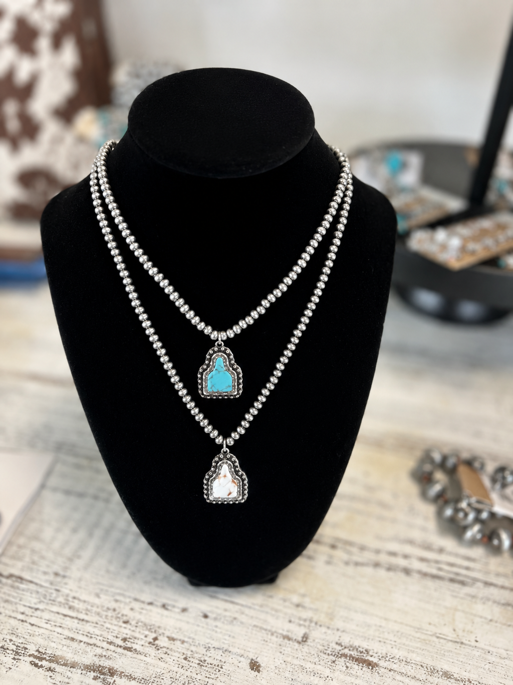 Western Ear Tag Stone Necklace