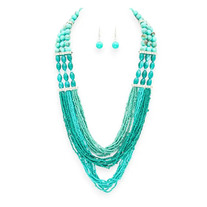 Turquoise Tangle Layered Necklace Set