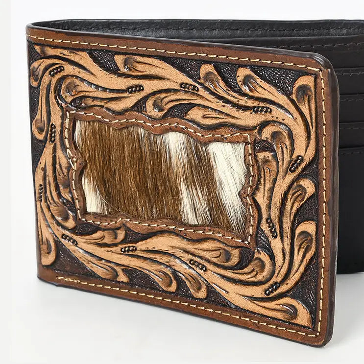 Cowhide Tooled Leather Wallet