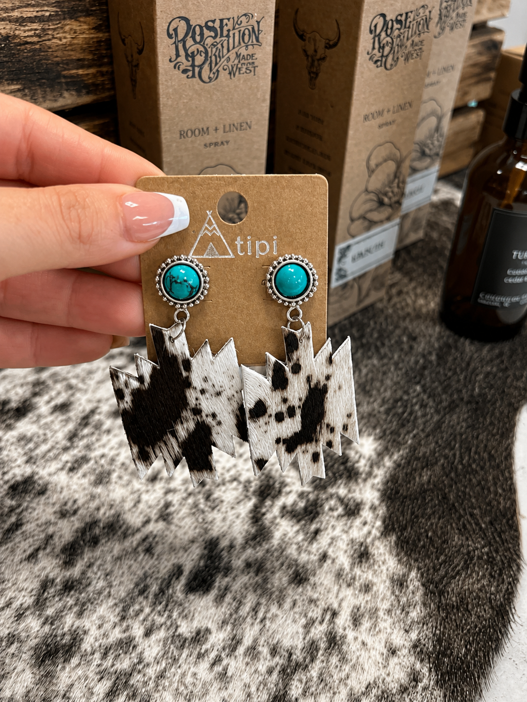 Handmade Navajo Fur Stone Stud Earrings
