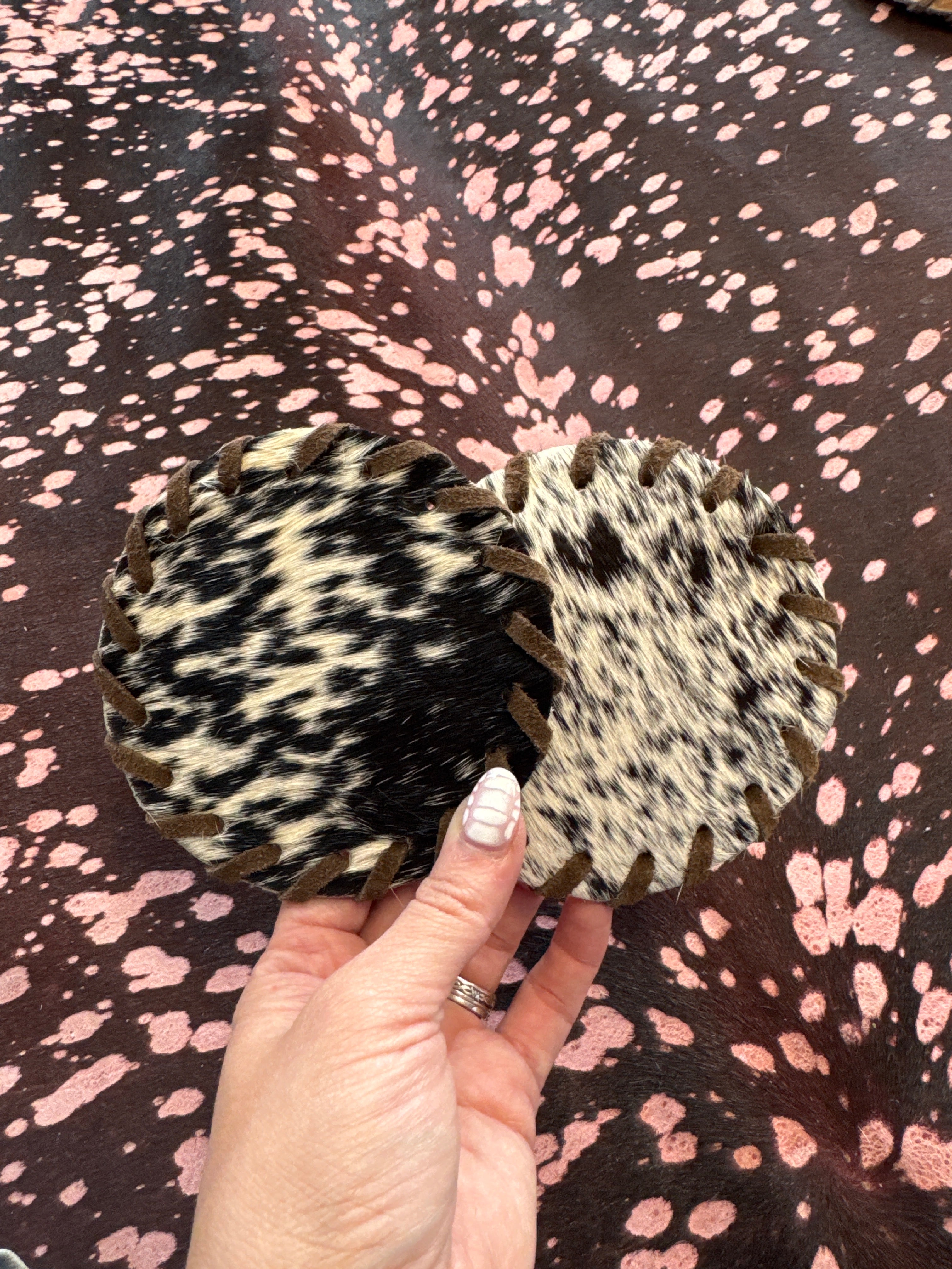 Cowhide Coaster Set