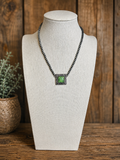 Square Stone Pendant Beads Collar Necklace