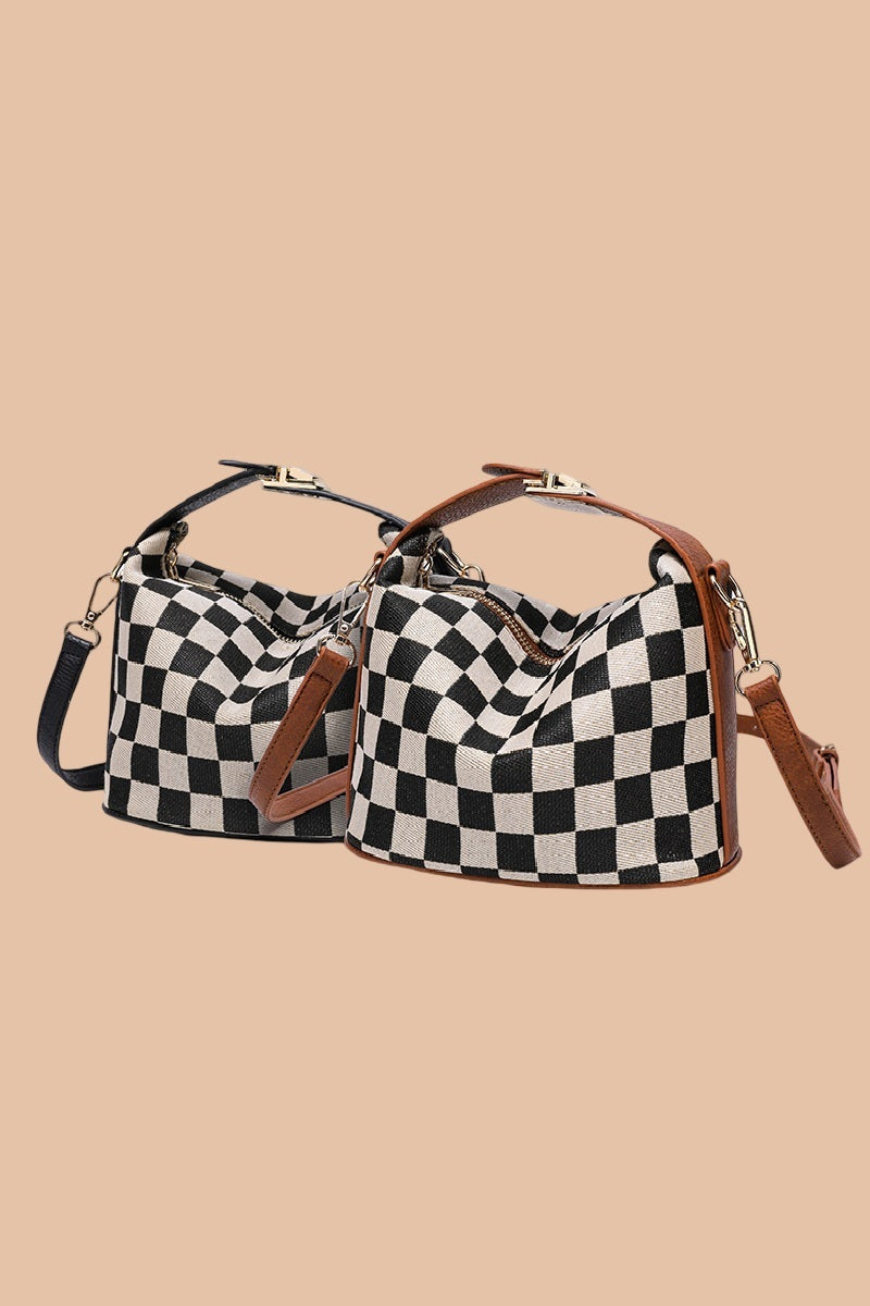 Checkered Crossbody Cube Bag