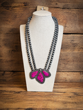 Navajo Beads Squash Blossom Stone Pendant Necklace Set