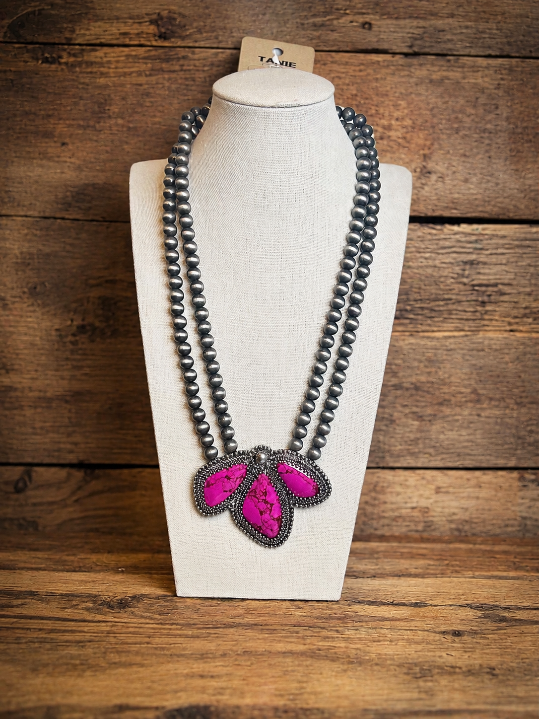 Navajo Beads Squash Blossom Stone Pendant Necklace Set