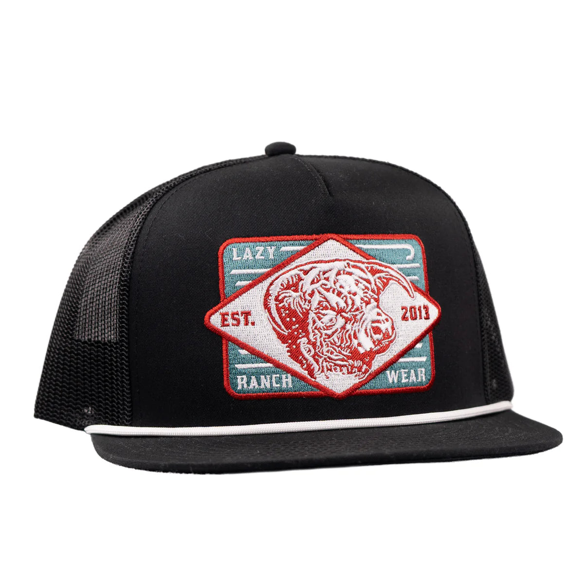 Lazy J Ranch Black Iron Horn Classic Rope Trucker Hat