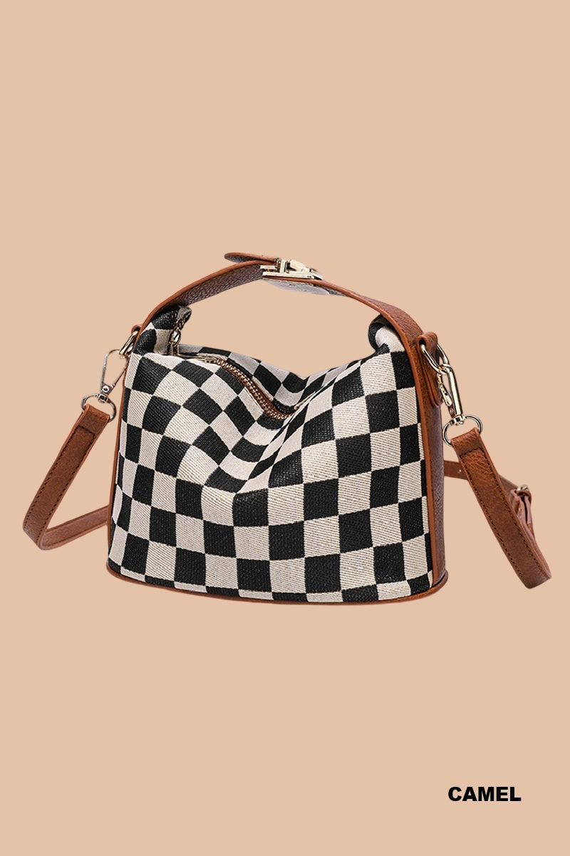 Checkered Crossbody Cube Bag