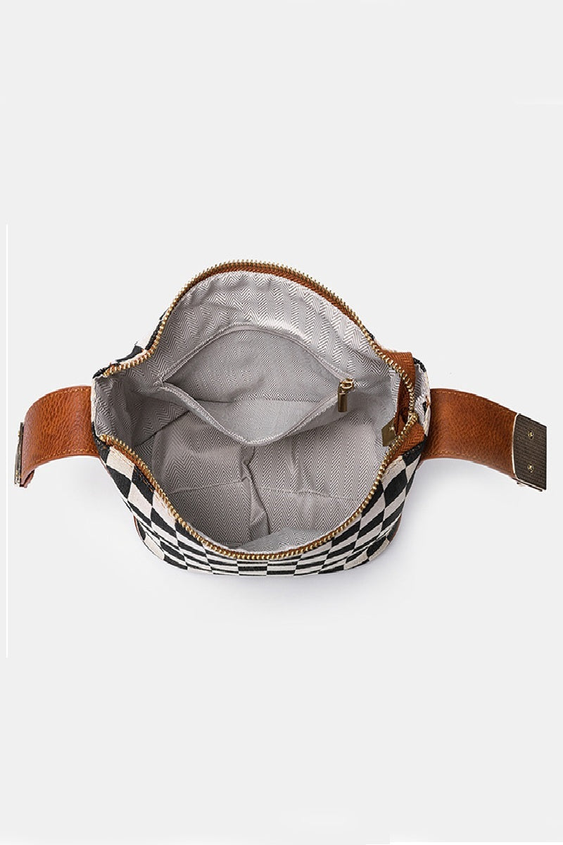 Checkered Crossbody Cube Bag