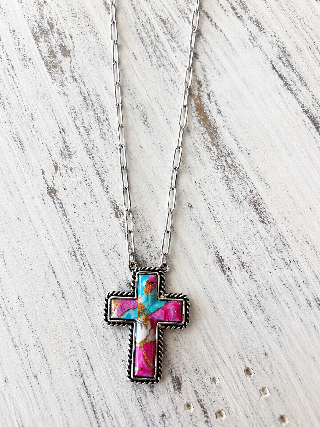 Desert Mosaic Cross Necklace