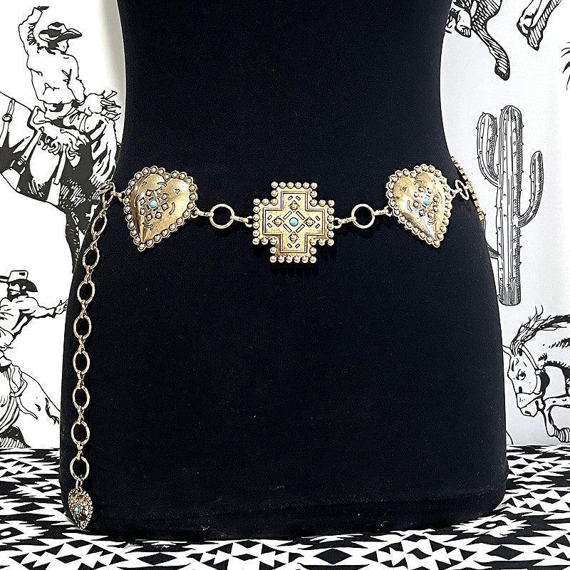 Heart Of The West Cross Concho Belt