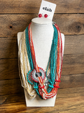 Seed Beads Wired Ring Charm Layered Necklace