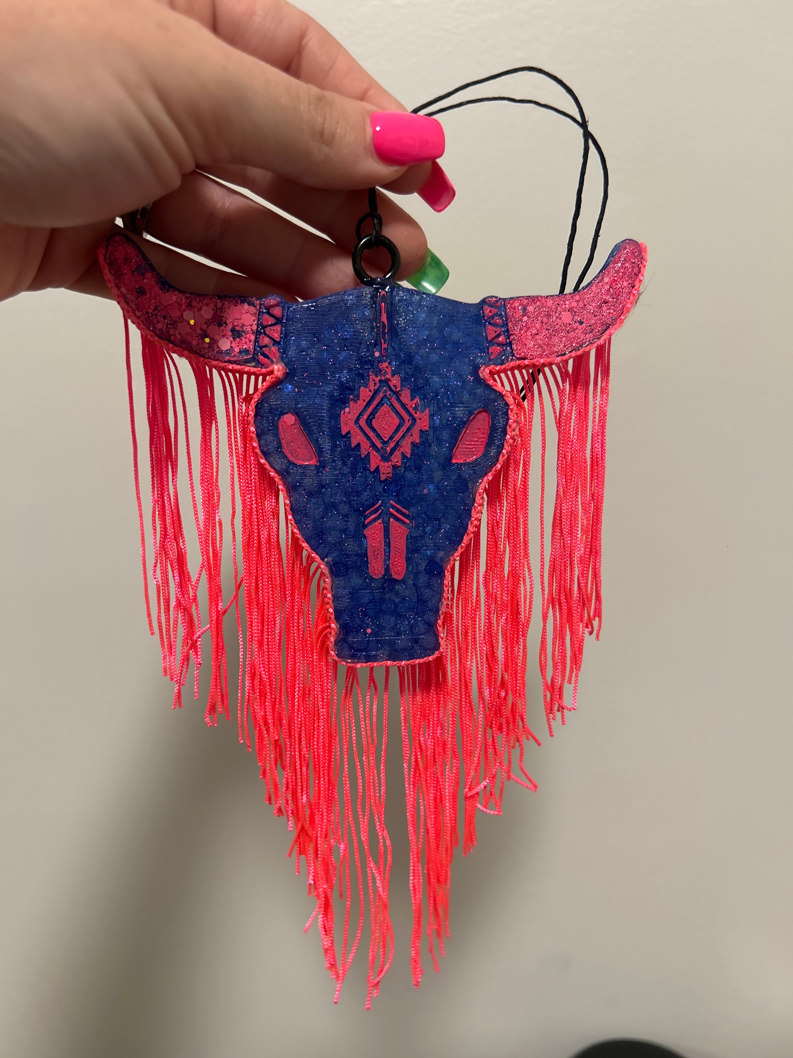 Neon Ranch Skull Freshie