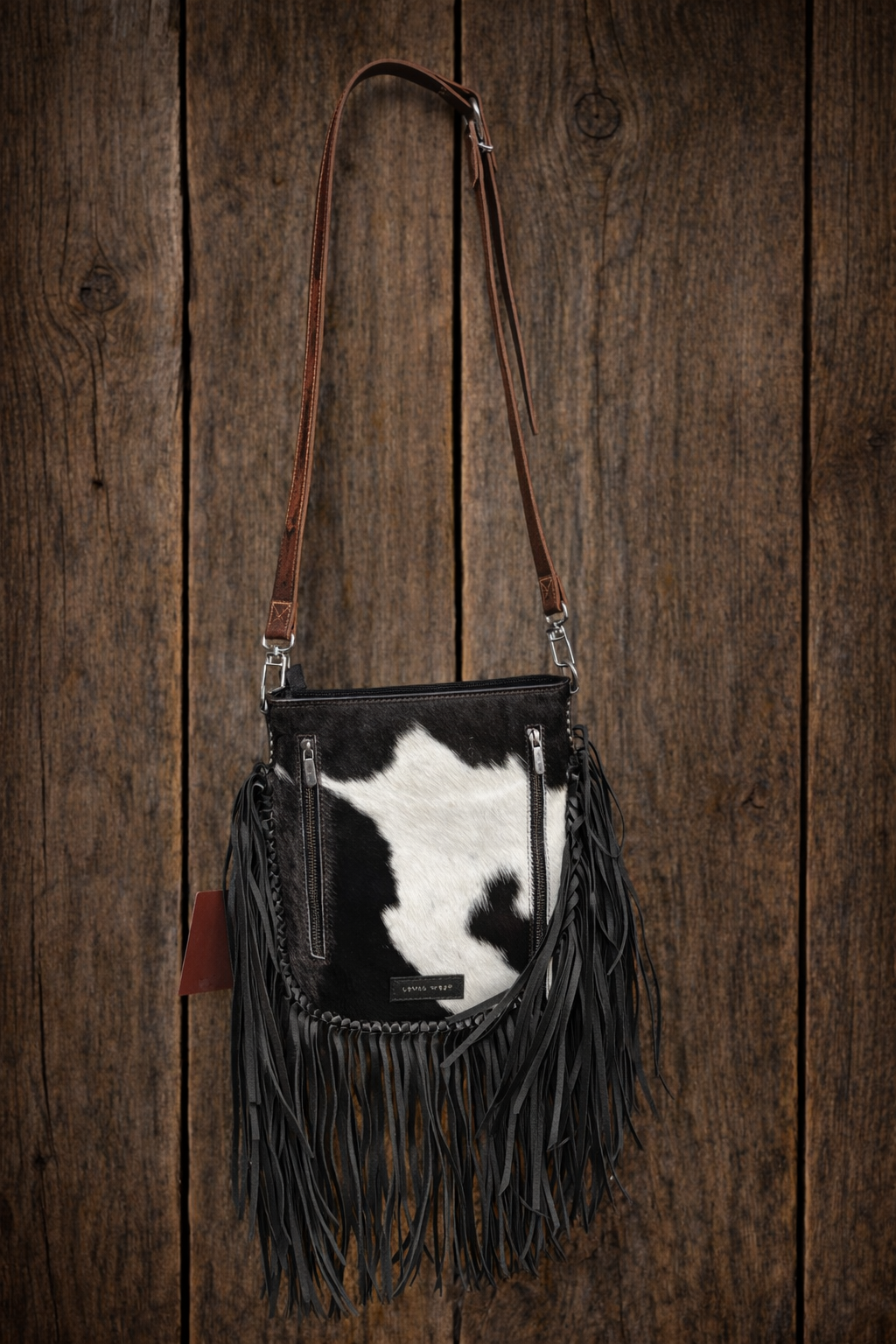 Loyal West Tassle Bag- Black & White Cowhide