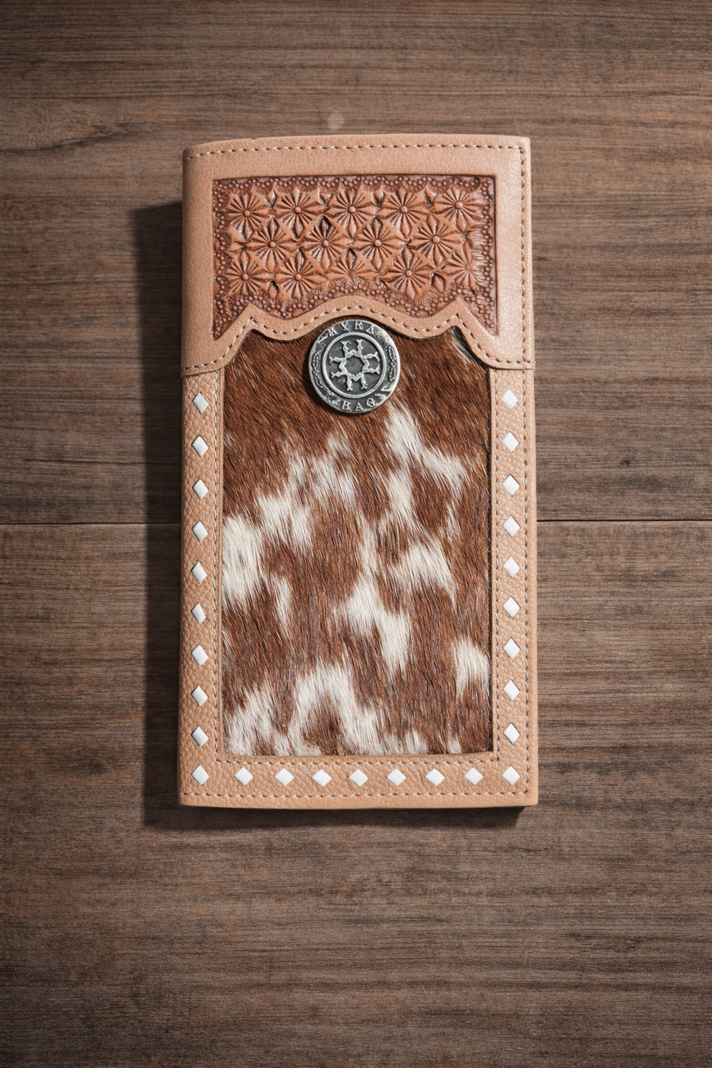 Myra Men’s Brown Cowhide & Leather Tooled Wallet