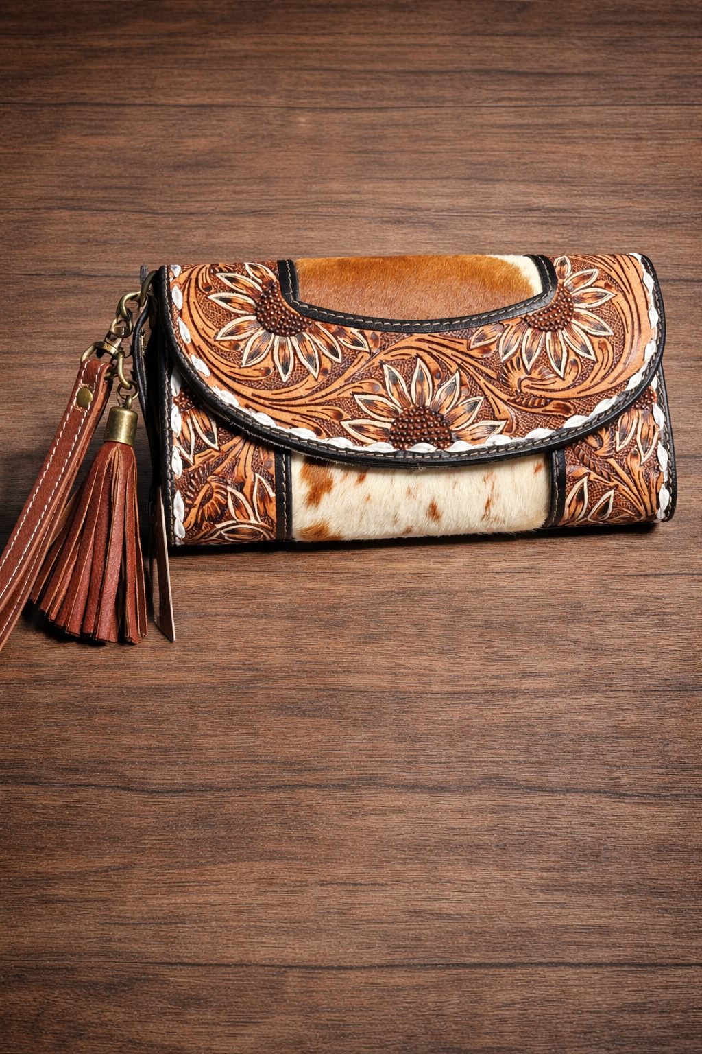 Myra Sandstone Trail Hand- Tooled Wristlet Wallet