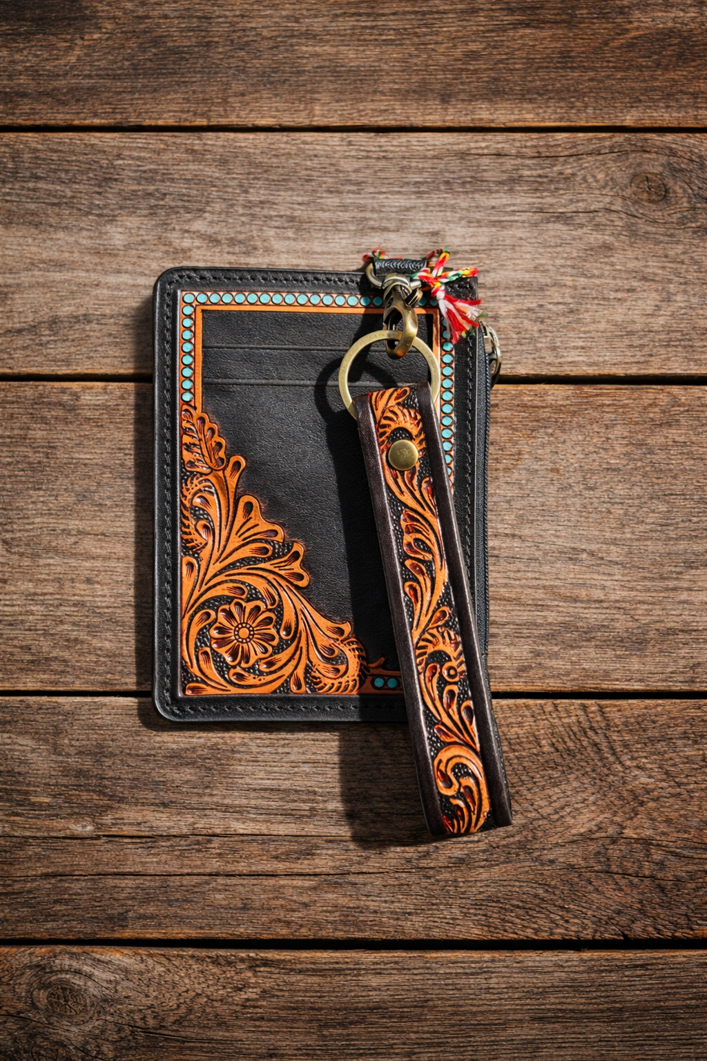 Myra Hand-Tooled Leather Card Holder
