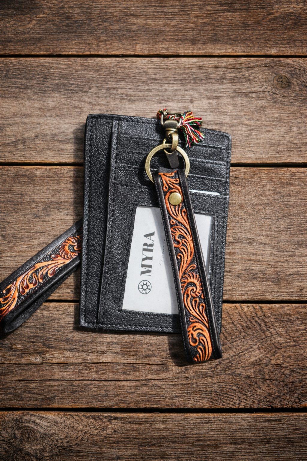 Myra Hand-Tooled Leather Card Holder