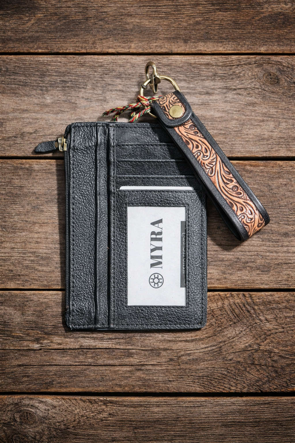 Myra Hand-Tooled Leather Card Holder