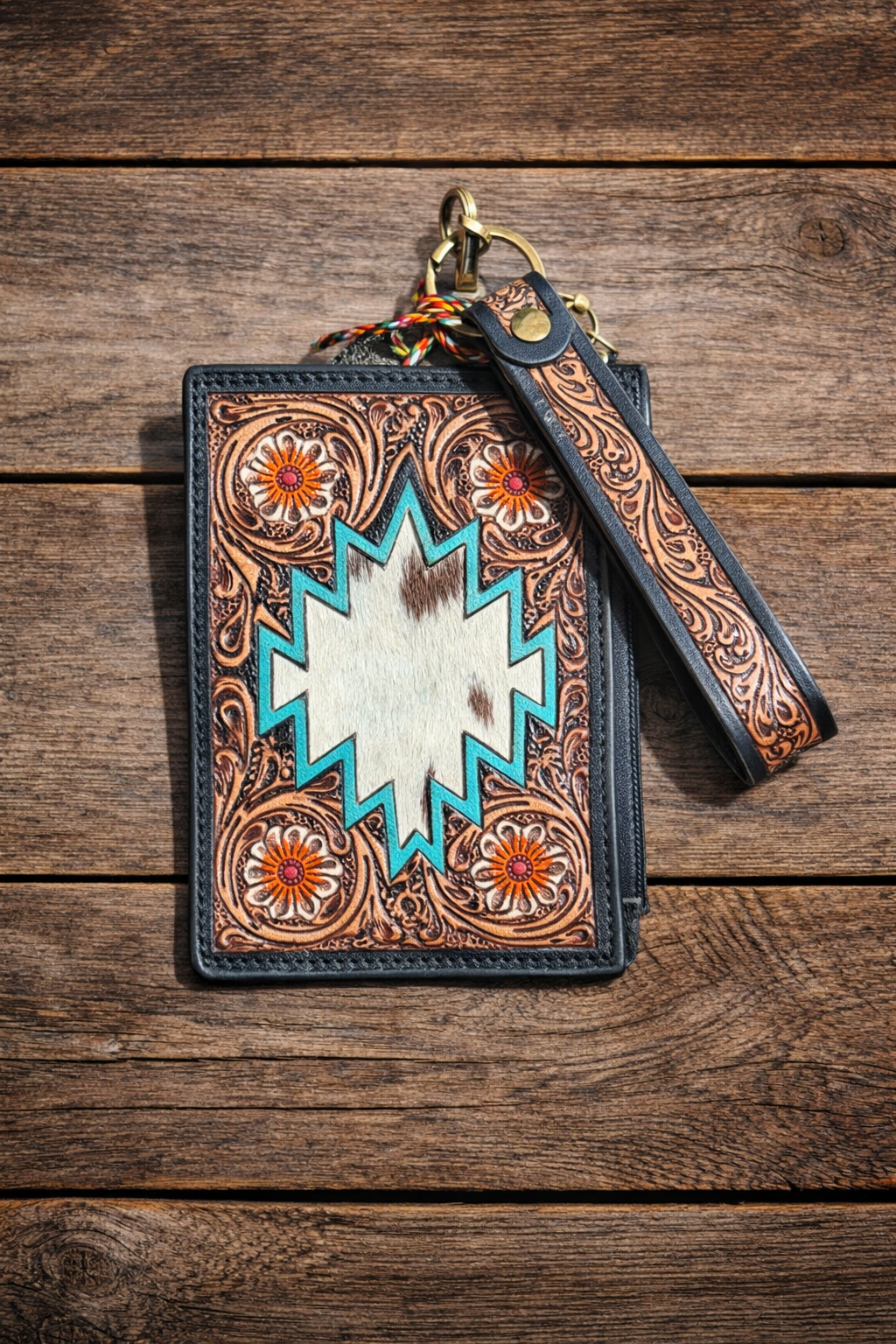 Myra Hand-Tooled Leather Card Holder