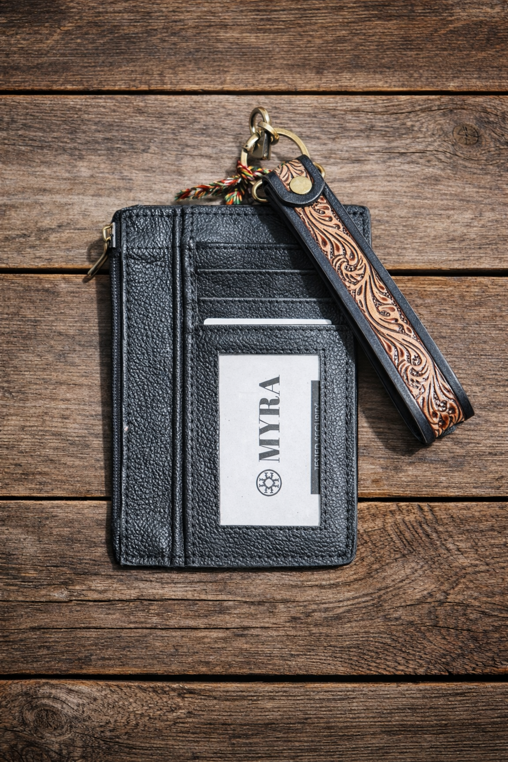 Myra Hand-Tooled Leather Card Holder