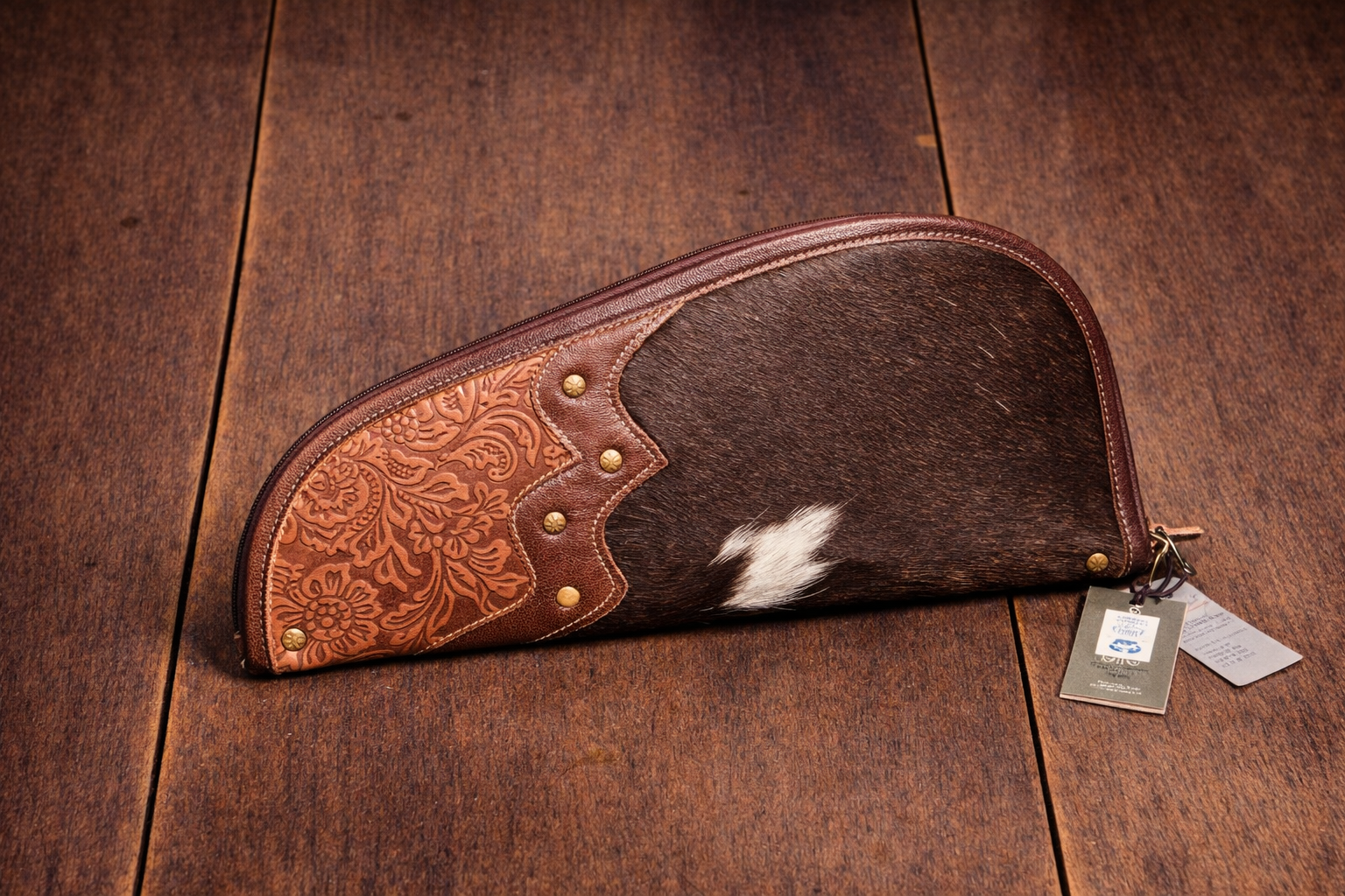 Myra Tooled Leather & Cowhide Pistol Case