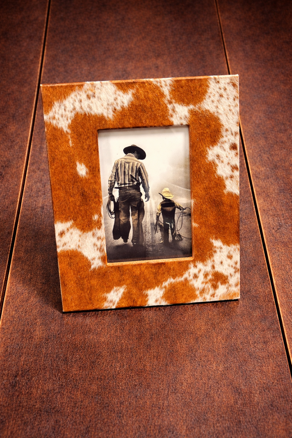 Myra Brown/ White Cowhide Picture Frame