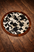 Black Cowhide Circle Area Rug 5x5