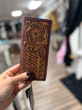 Saddle Basketweave Tooled Leather Wallet