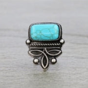Boot Stitch Stone Cuff Ring