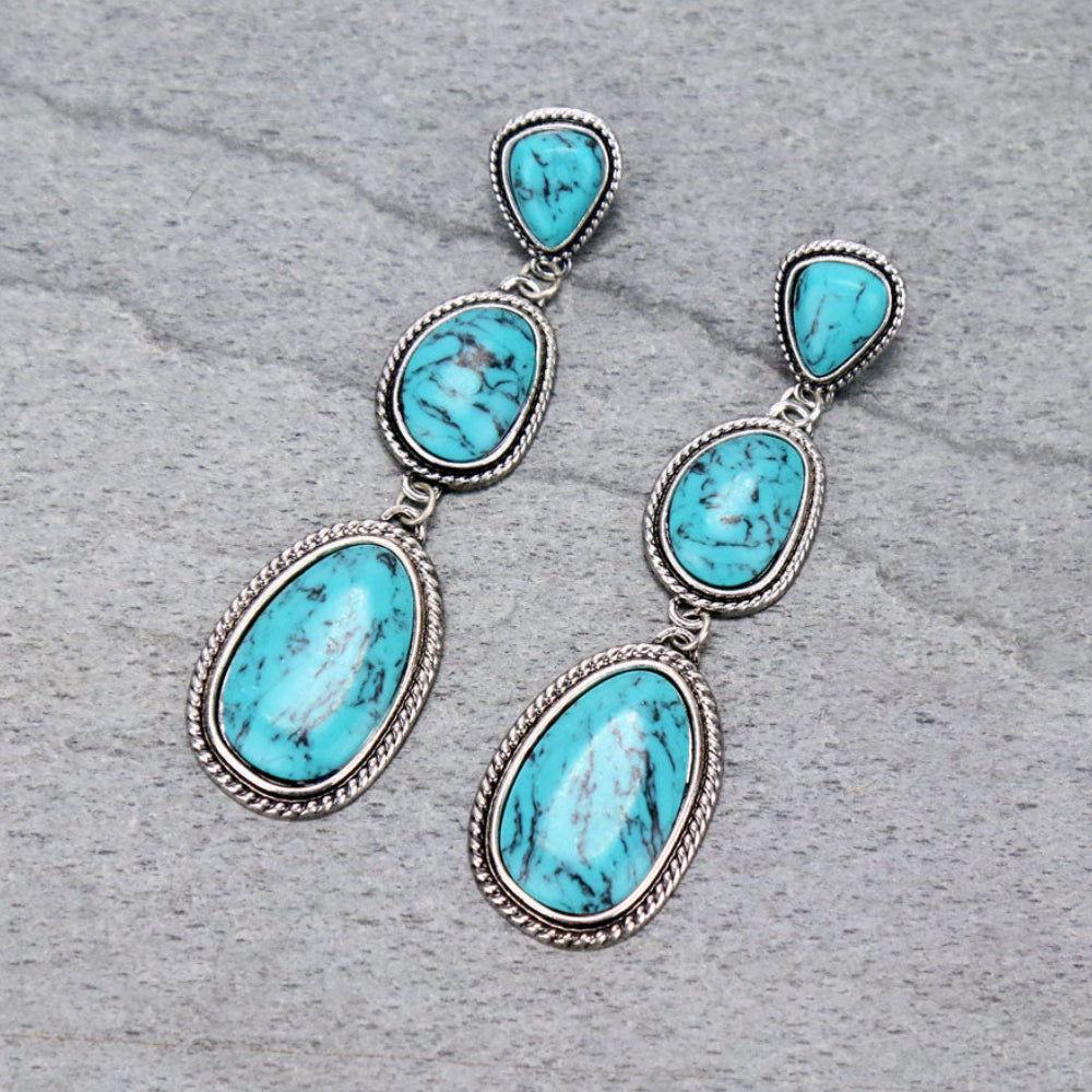 Stone Drop Stud Earrings