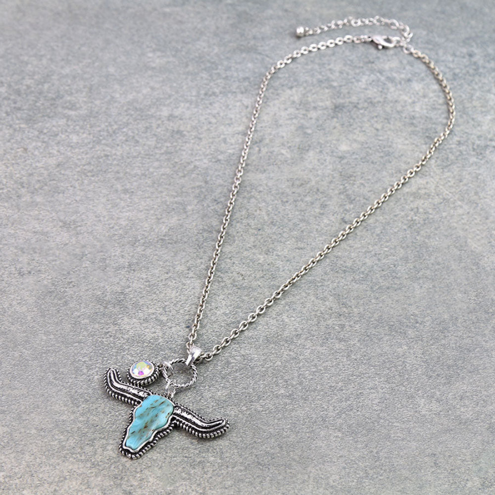 Steer Head Stone Necklace