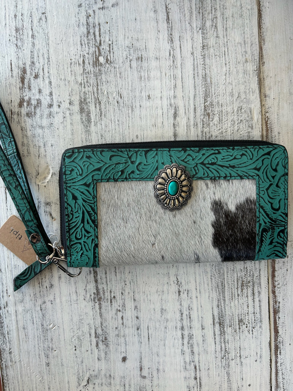 The Turquoise Trail Cowhide Concho Wallet