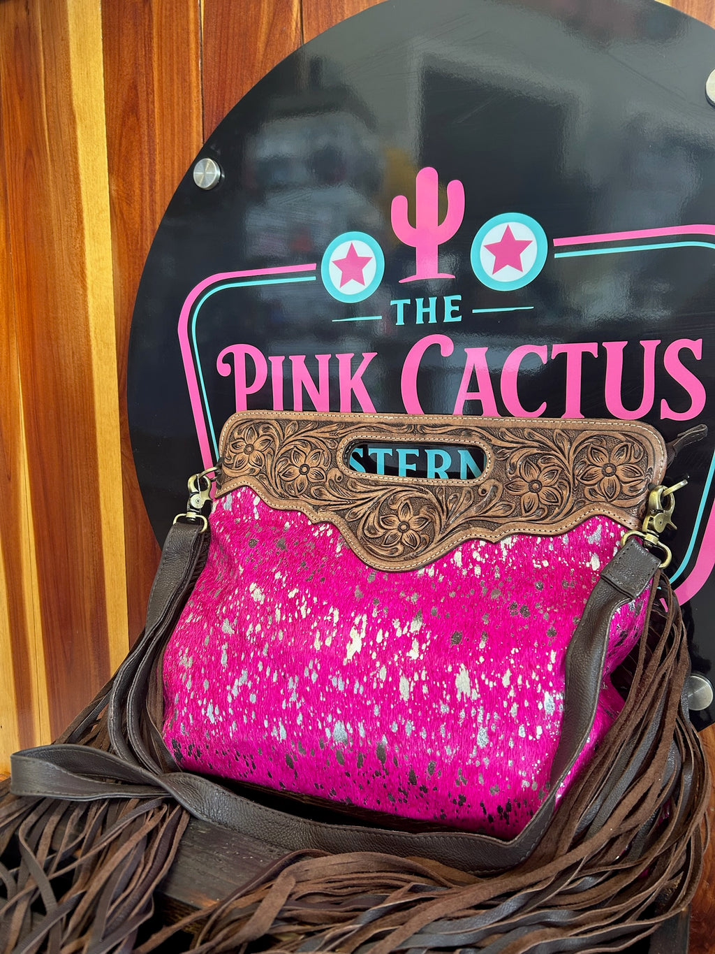 The Hot Shot Tooled Cowhide Fringe Tote