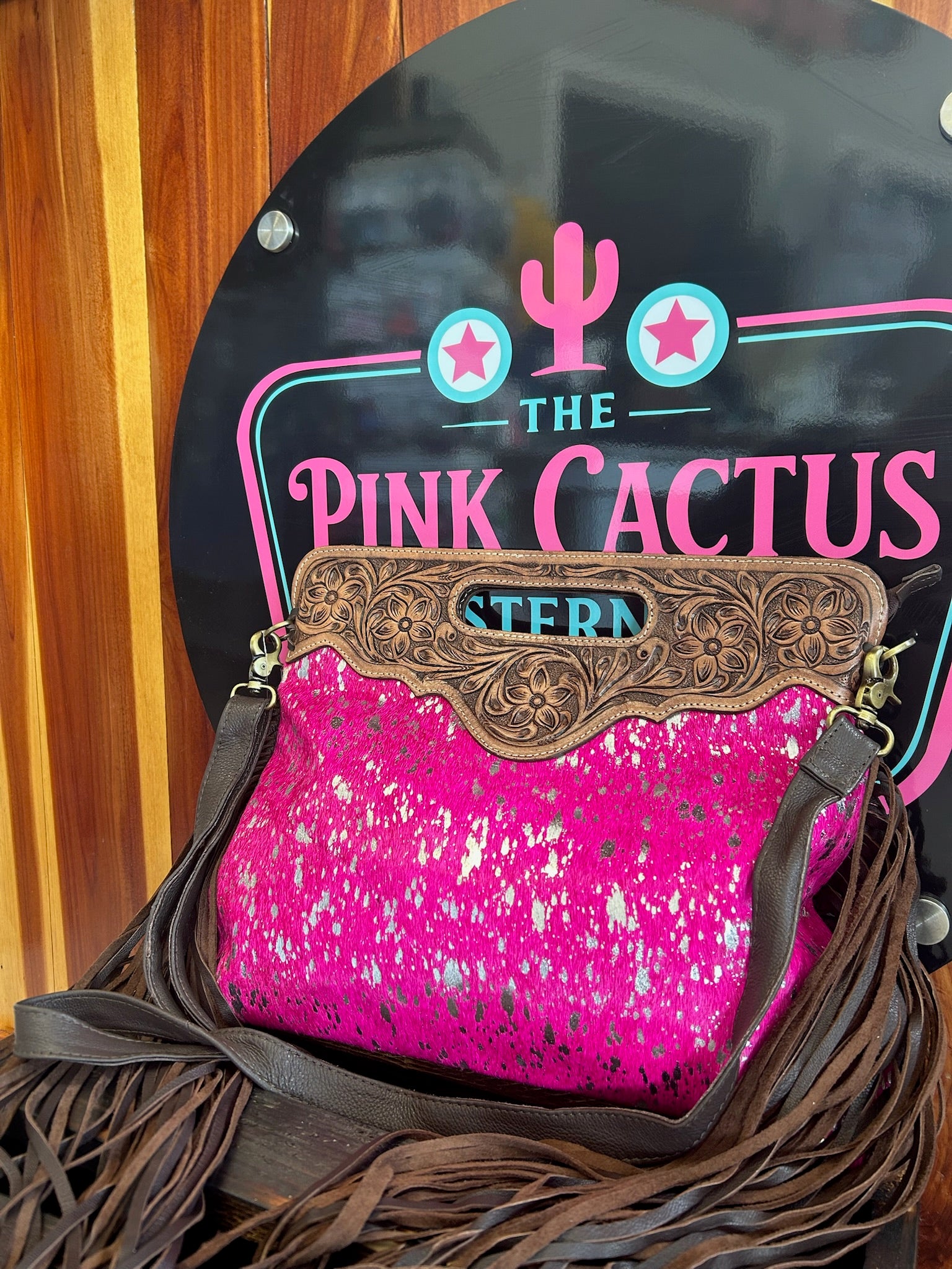 The Hot Shot Tooled Cowhide Fringe Tote