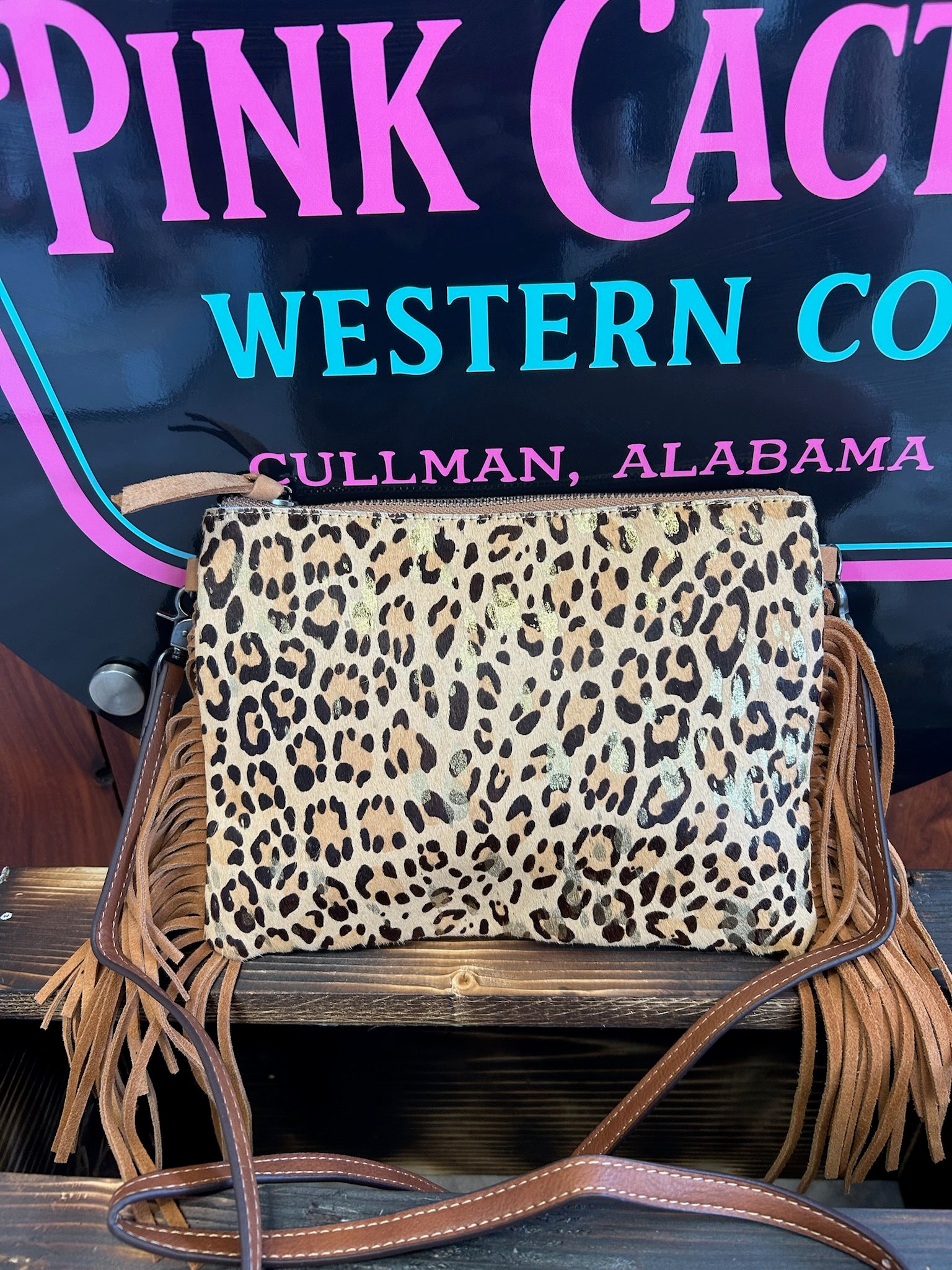 The Wild Gold Leopard Fringe Crossbody