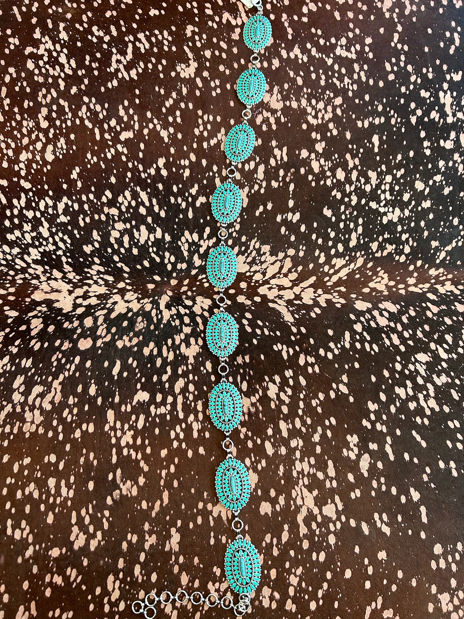 The Turquoise Mesa Concho Chain Belt