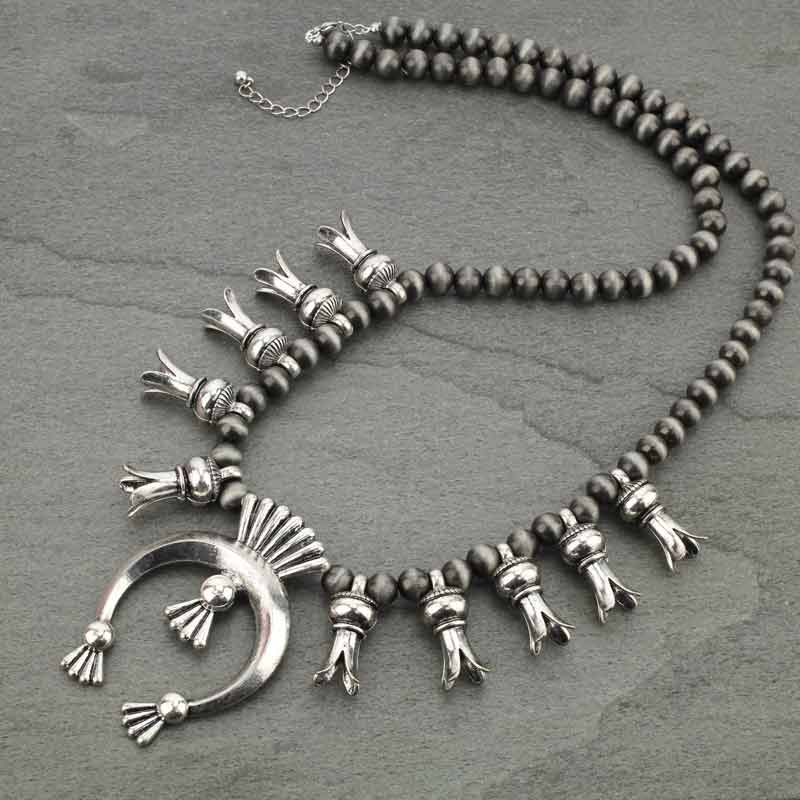 Navajo Pearl Squash Blossom Necklace